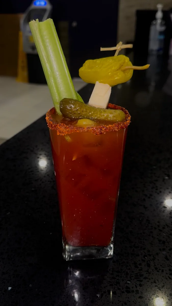 Bloody Mary with celery and garnish at Mystic bar